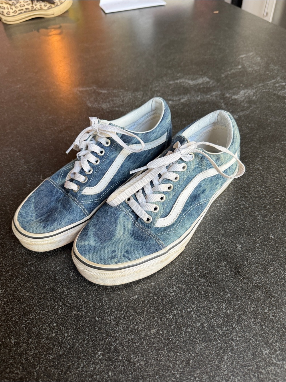 Vans Blue Tie-Dye Canvas Low-Top Sneakers with White Stripe